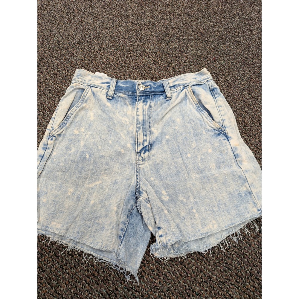 American Eagle Womens Acid Wash Shorts Light Blue Distressed Raw Hem Size 6